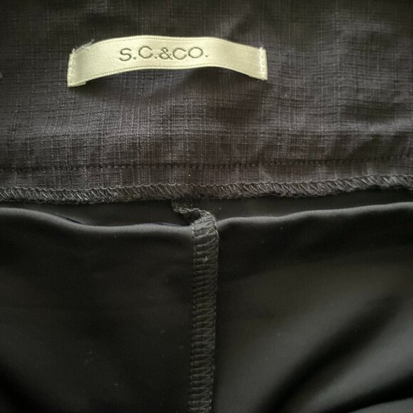 S.C.&Co. Stretchy Linen Texture Navy Skorts Striped Fabric Belt Side Pockets S16 - Picture 5 of 7